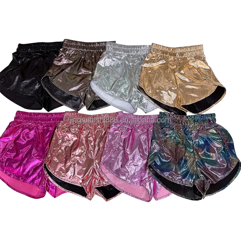 Summer Baby Girls Pu Leather Shorts Fashion Western Solid Metallic Children Shorts Pants