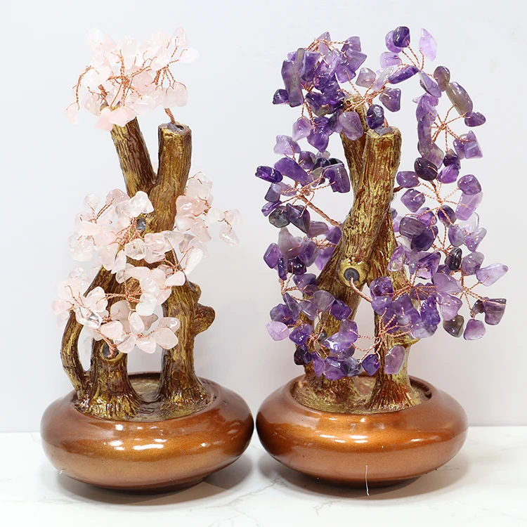 Home Decor Rose Quartz Crystal Amethyst Money Tree Reiki Gifts Spiritual Decor Premium Meditation Decor Wealth Stones