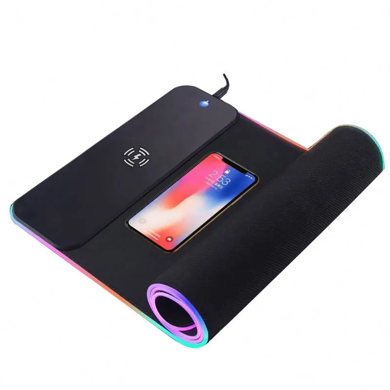 RGB Computer Waterproof Mouse Pad Mobile Phone Qi Wireless Charger Charging Large LED USB Mousepads For Desk Mat