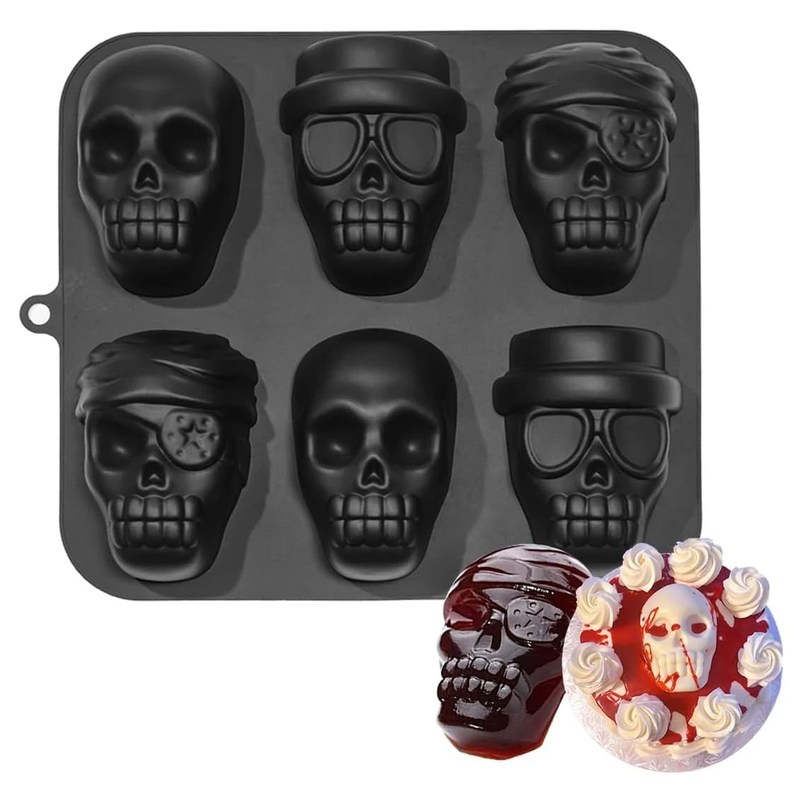 Large 3D Skull Mold Silicone Funny Mold for Baking Chocolate Candy and Resin Skull Cakelet Mold