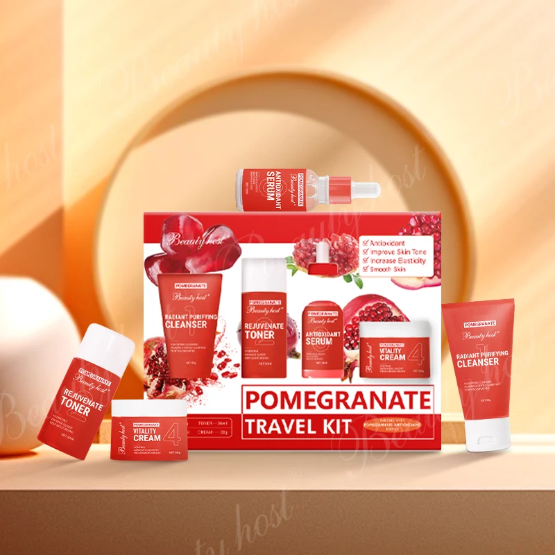 4PCS Rose Watermelon Pomegranate Gift Set for Teenage Girls,  Hydrating Facial Kit With Cleanser, Toner, Face Serum, Face Cream