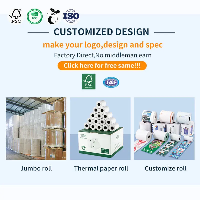 Заводская цена, оптовая продажа, термобумага для кассовых аппаратов 2 1/4x50 Pos, рулон