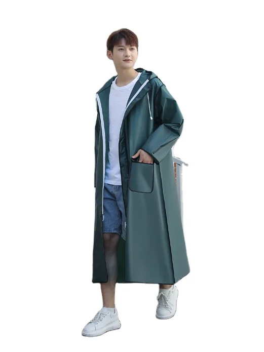 2022 new  EVA hooded adult  raincoat motorcycle long style rainwear for outdoor