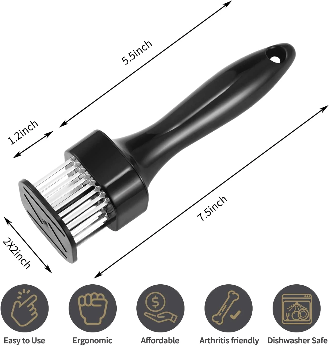 Hot sale Kitchen cooking tools multi-functional manual beef plastic handle stainless steel profession meat tenderizer needle