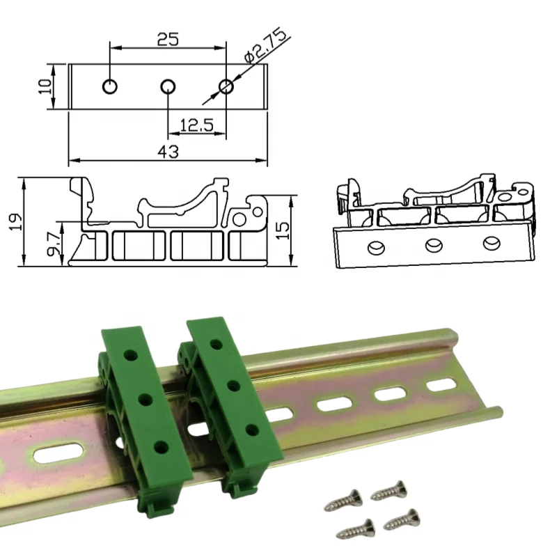 Switch Contactor C45 DIN 35mm Rail Standoff Bracket Fixed Plastic Pcb Bottom Plate Circuit Board Mounting Bracket