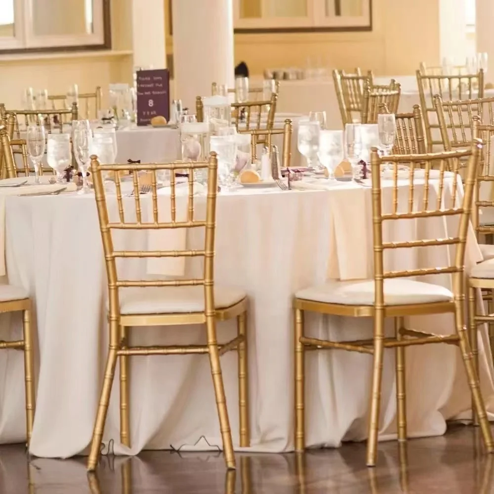 High Quality Wholesale Iron Tiffany Wedding Chair Customized Metal Gold Dining Chairs