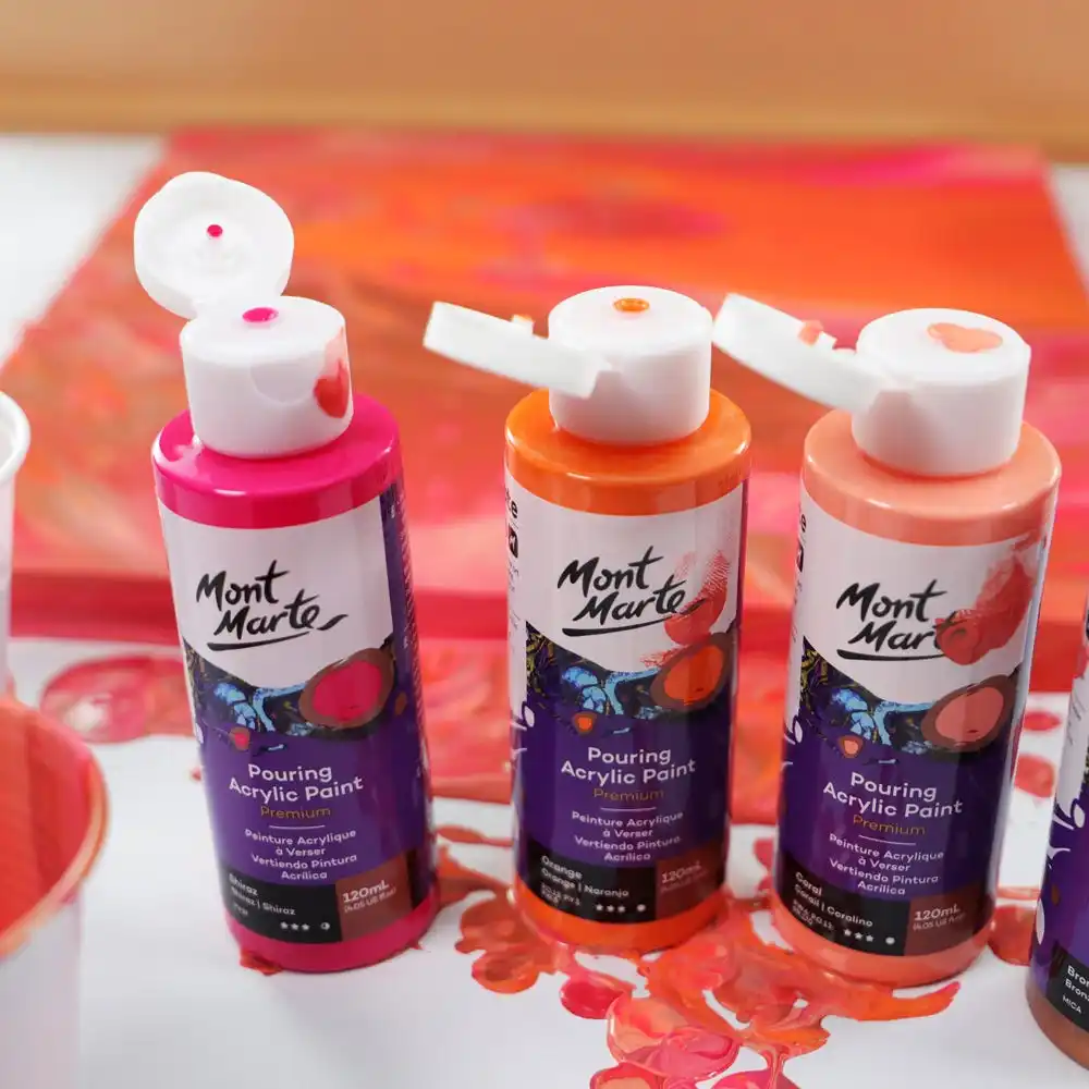 Mont Marte Pouring Acrylic 120ml 4pc - Coral Artist paint set