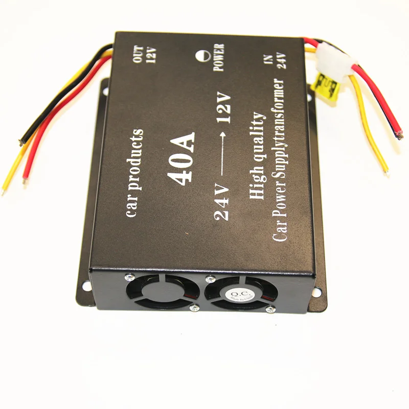 Top quality 40A Converter Input DC 24V Output 12V Power Converters Efficiently Car Power Supply Transformer 50HZ 60HZ