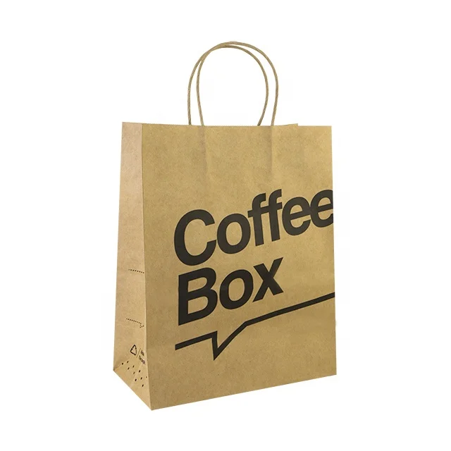 Factory Outlet Custom Logo Wholesale Exquisite Paper Shopping Bag Eco-friendly Faye Bag  Coffee Kraft Paper Bag With Handle