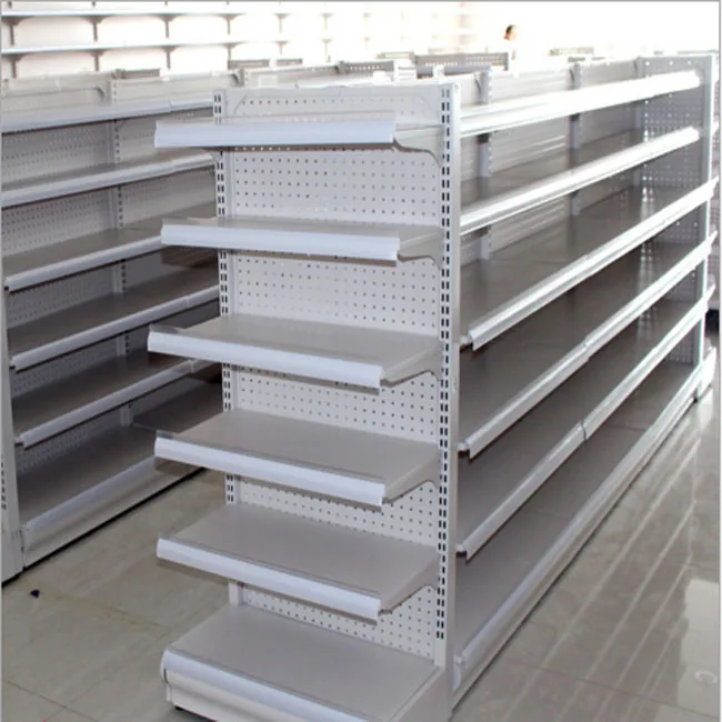 
High quality rustic vertical wood sheet metal grocery display storage racks wisda display 