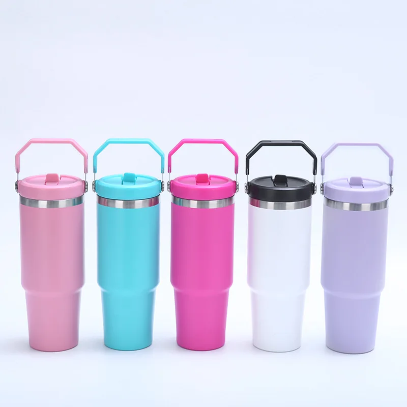 Mug Tumbler With Handle Insulated Tumbler With Lids Straw Stainless Steel Coffee Tumbler Termos Cup for Travel Thermal Mug