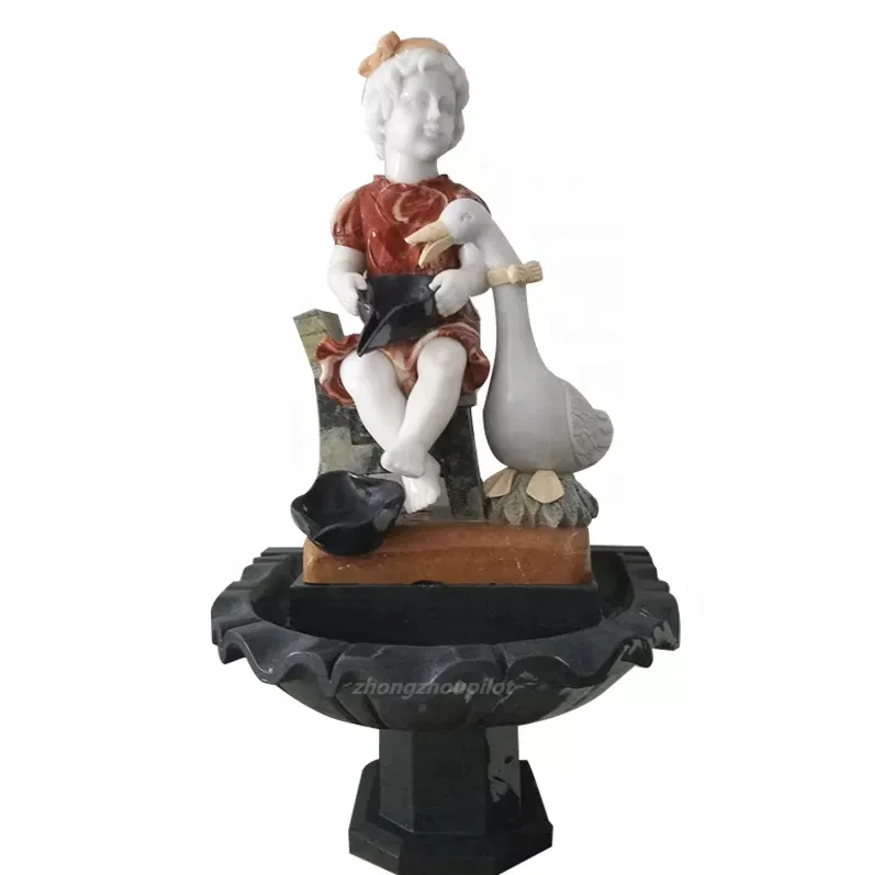 Садовый каменный декор большой уличный мраморный водяной фонтан Женская СЕМЕЙНАЯ СКУЛЬПТУРА для