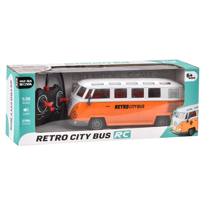 KSF TOP Selling 1:30 Four Way RC Bus Car Toys City Retro Vehicle Remote Control Bus Model Car With Light Sound