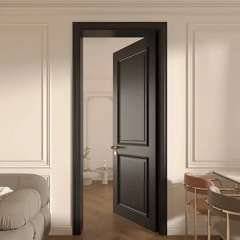 Minimalist Design Style Solid Wood Single Interior Door with Smart Lock