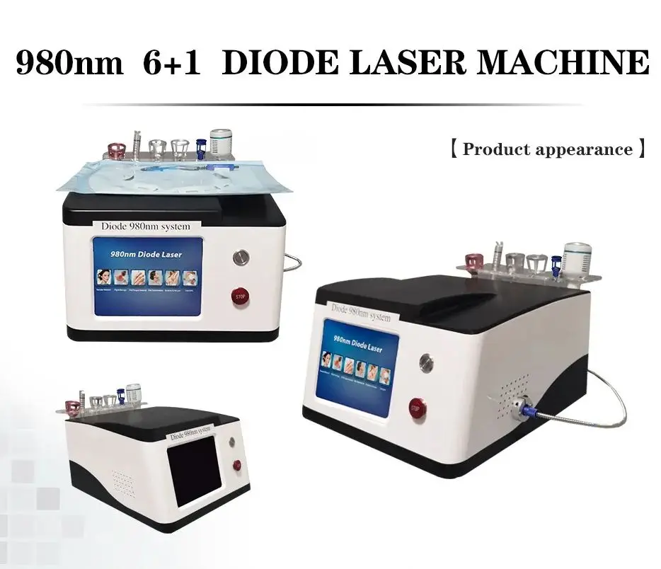 Newest 980nm 6+1  Laser Diode Laser Vascular Removal 980Nm Physiotherapy Machine varicose veins treatment