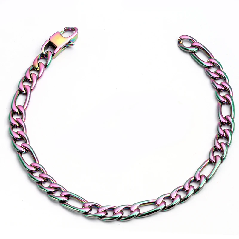 Tzti Jewelry Hip Hop Jewelry Custom Size Wholesale Stackable Gold Plated Figaro Chain Link Necklace