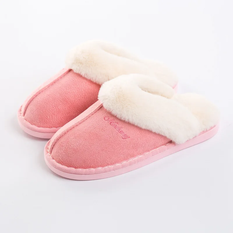 Factory custom bulk buying  winter warm indoor home house plush fluffy women slippers