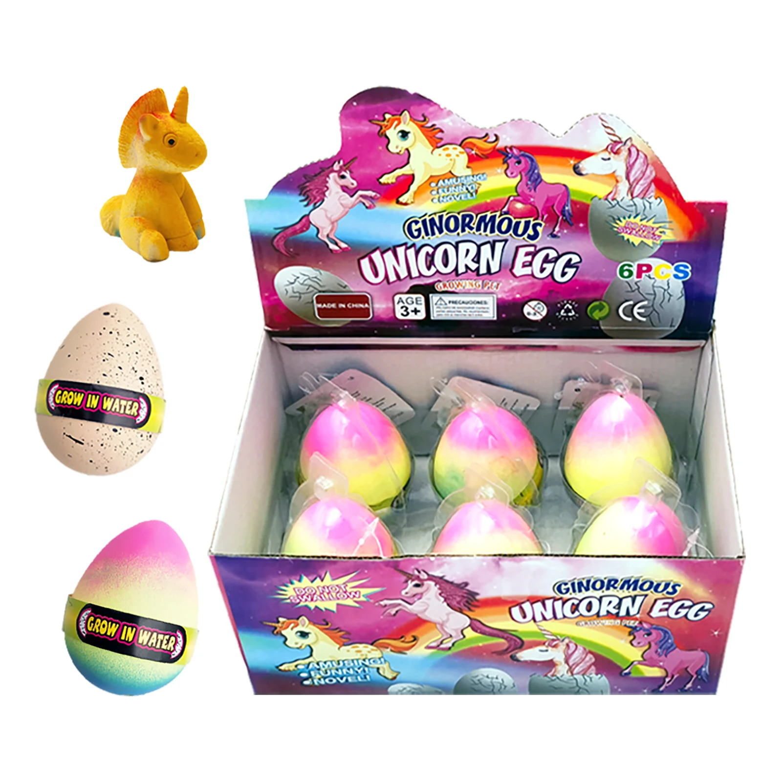 Cross Border Rainbow Unicorn Hatching Eggs Peenma Ponies Soaking Water Bulging Educational Stall Toy Eggs Children Perfect Gift