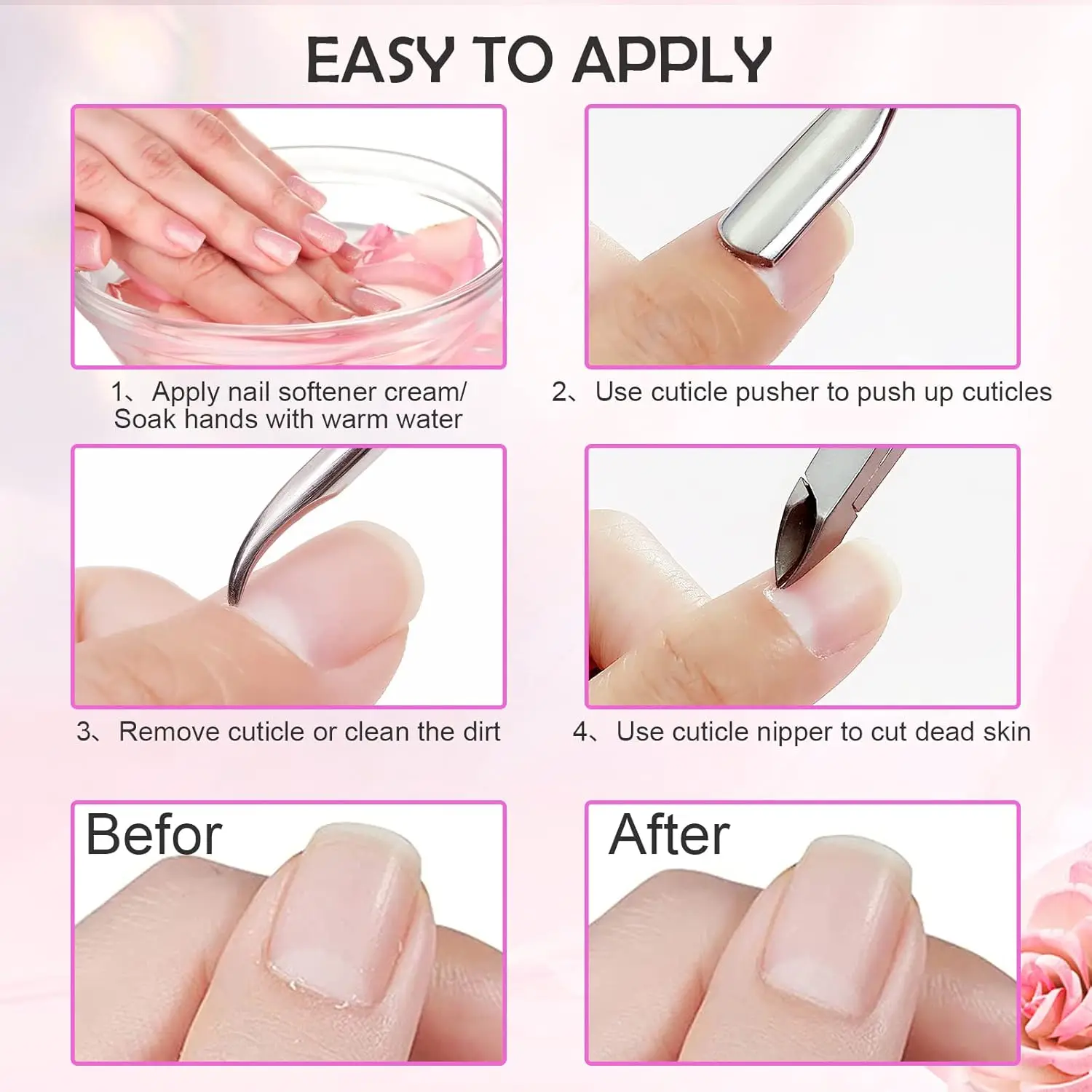 Durable Dead Skin Remover D501 Nail Cuticle Pliers Trimmer Tweezers Black Manicure Cuticle Nippers with Cuticle Pusher