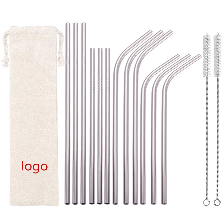Многоразовые металлические соломинки из нержавеющей стали 12 шт./упаковка