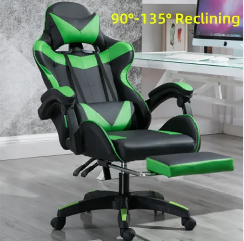 Ergonomic PVC Racing-Style High Back Executive Chair Convertible Home Office PU Leather Revolving Massage Gaming Foldable Metal