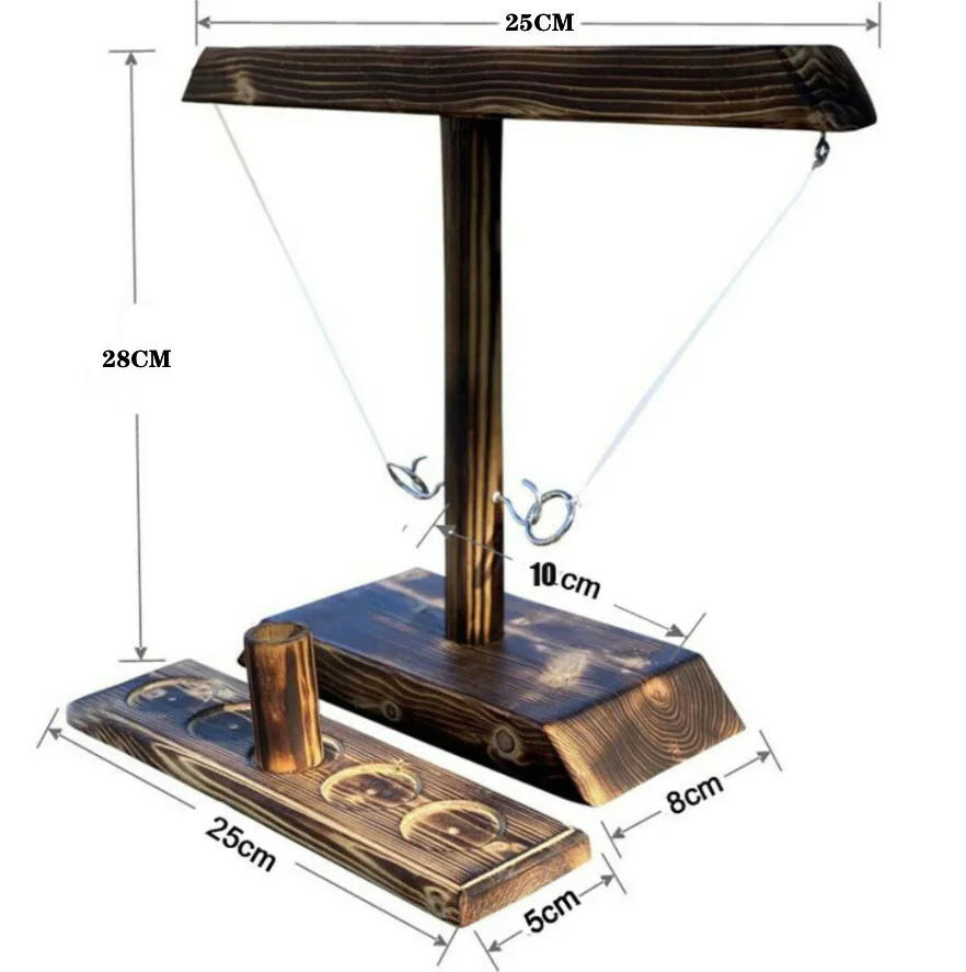 Drinking Game Toy Wooden Ring Toss Game Toss Hooks Board Party Toys Fast-paced Interactive For Bars Home Party Game Set