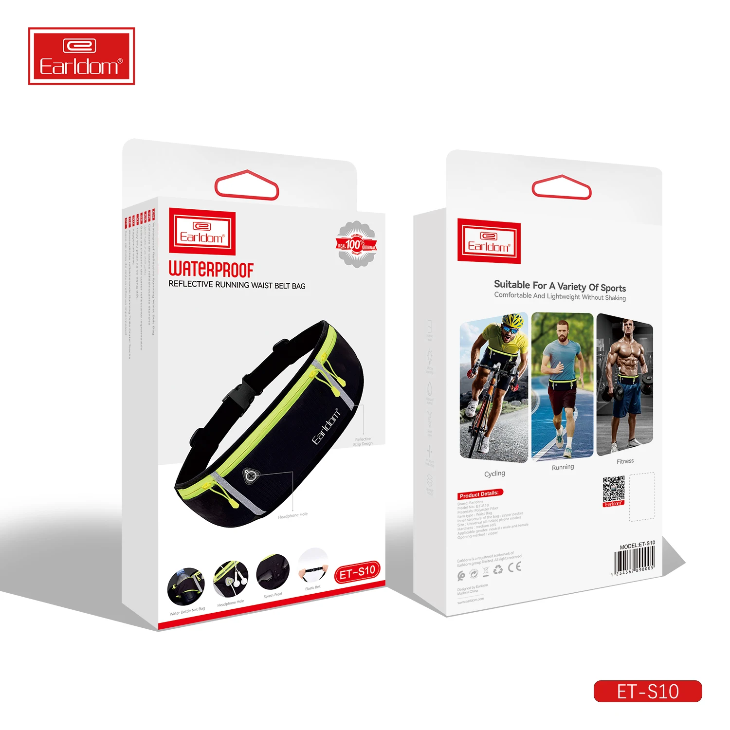 Earldom Adjustable waterproof fitness fanny pack belt running sports waist bag, sport elastic waist bag