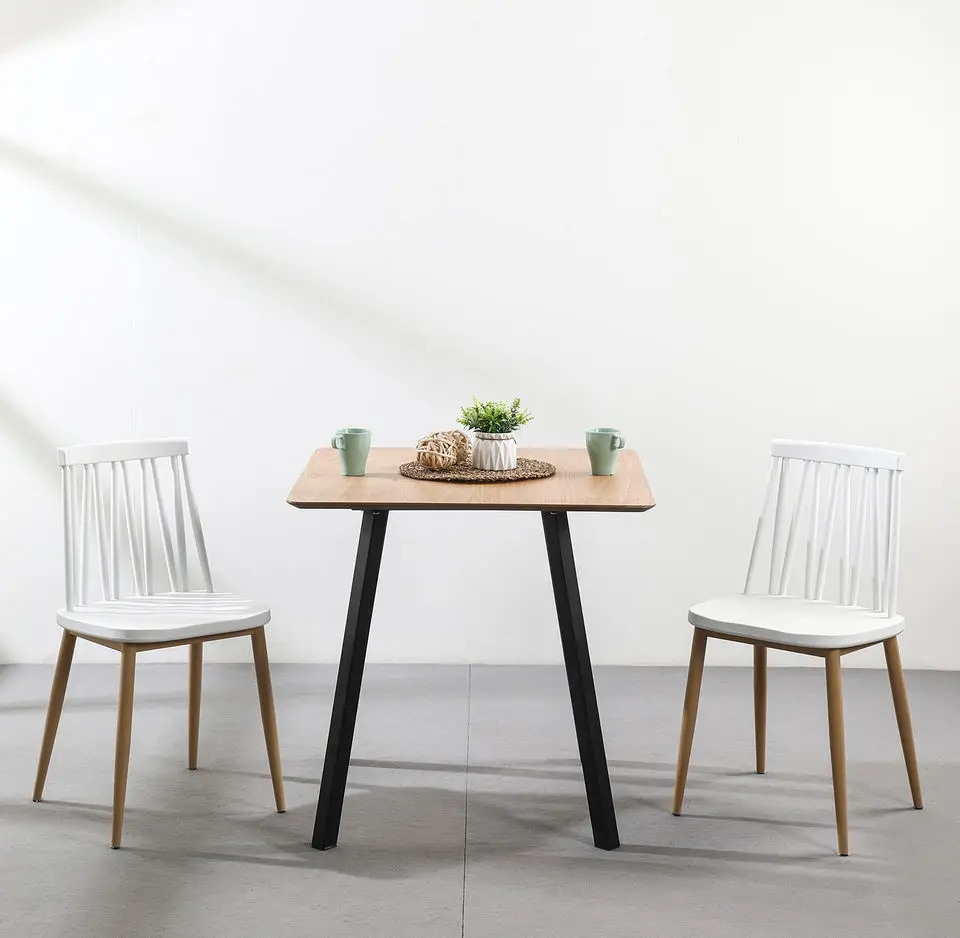 Low Price Wholesale Unique Simple Design Restaurant Dining Set Cheap Wooden MDF Top Metal Legs Dining Table