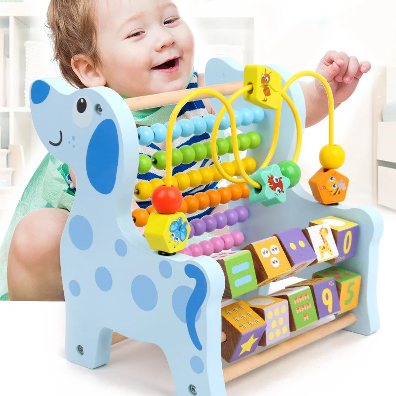 Multi-functional Early Educational Wooden Bead Calculation Frame Toys Abacus Moving Beads Kids Teaching Aids