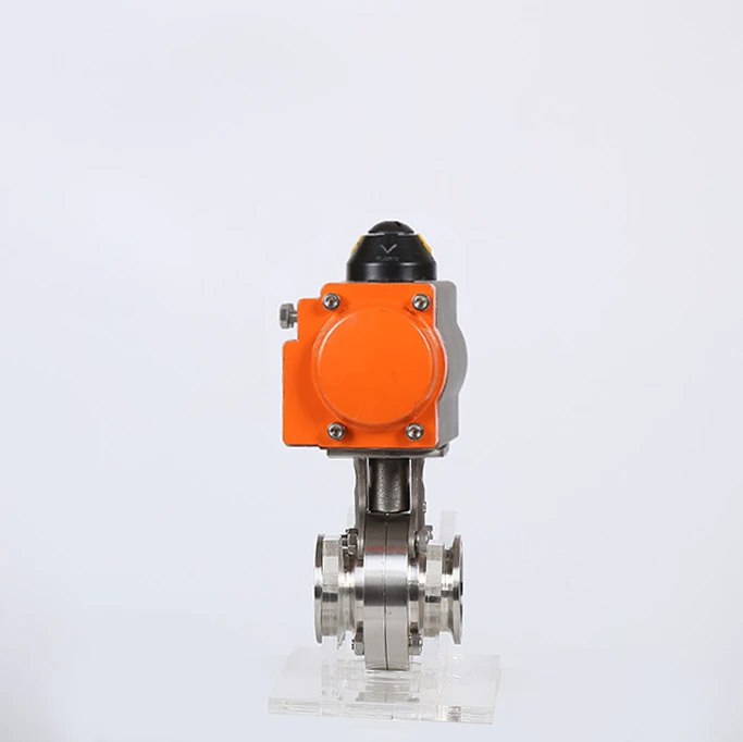 2 inch high temperature Tri Clamp Food Grade Stainless Steel 316L Pneumatic Actuated Sanitary Butterfly Valve