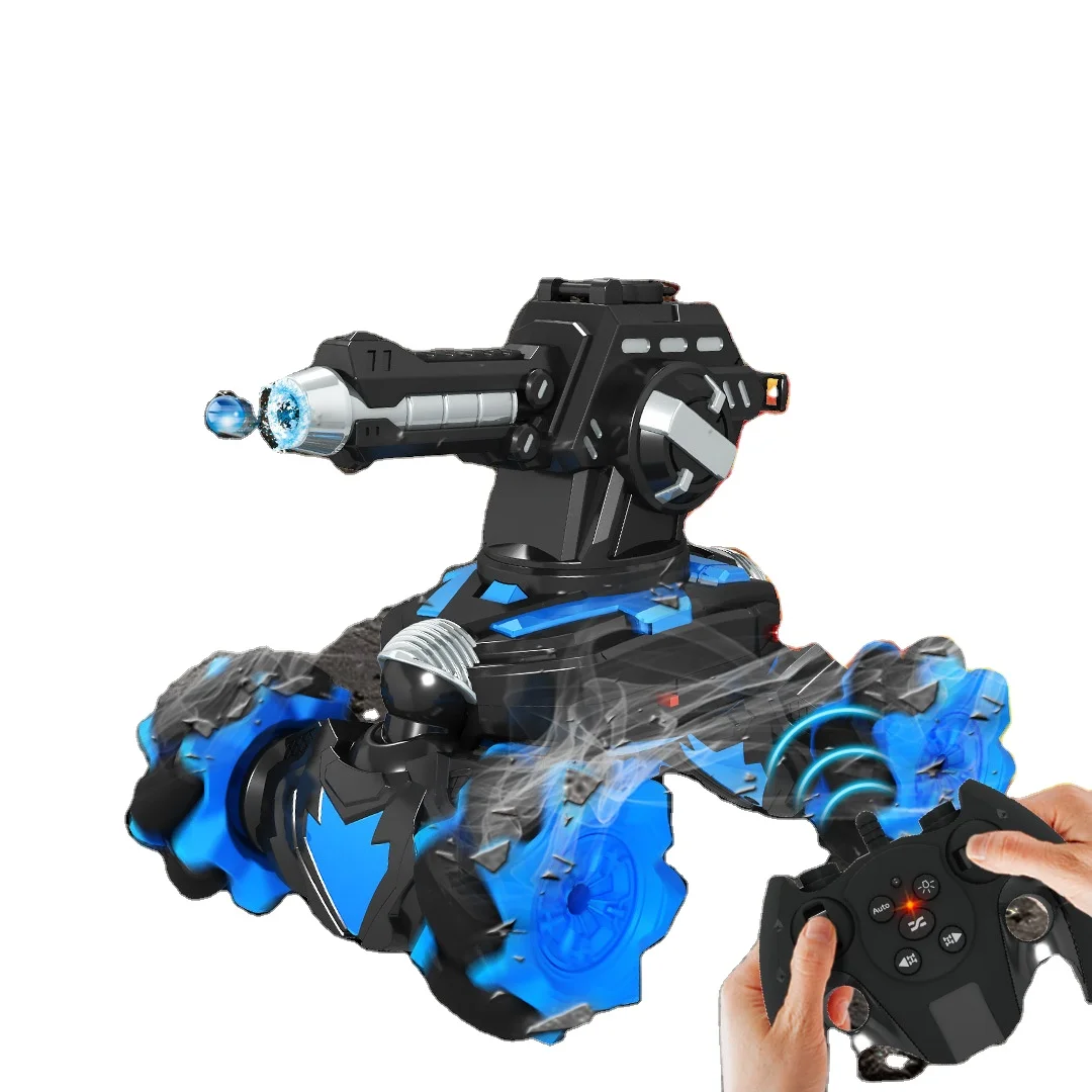 automatic demonstration with light water bomb usb charging cable 1:16 10 channel 4WD drive RC stunt twist turret climbing car