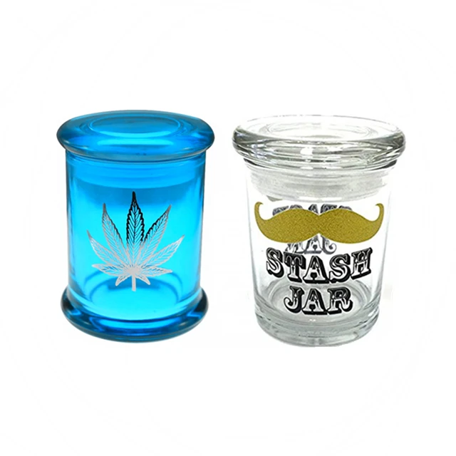 
Hot sale New Arrival Custom Logo Herb Weed Tobacco Stash Pop Top Jar Glass Lid Storage Container Lighters & Smoking Accessories 