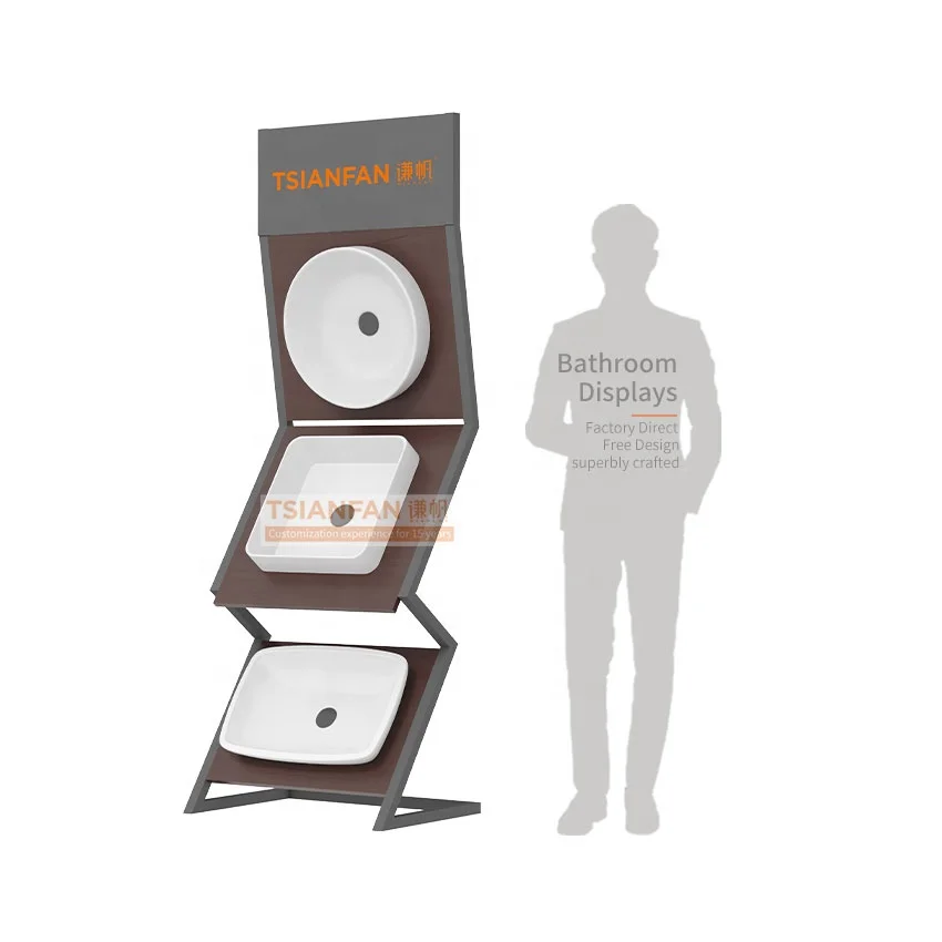 Customized brochure sign holder exhibition sanitary sink mosaic tile for kitchen and bathroom wall tile sink display rack