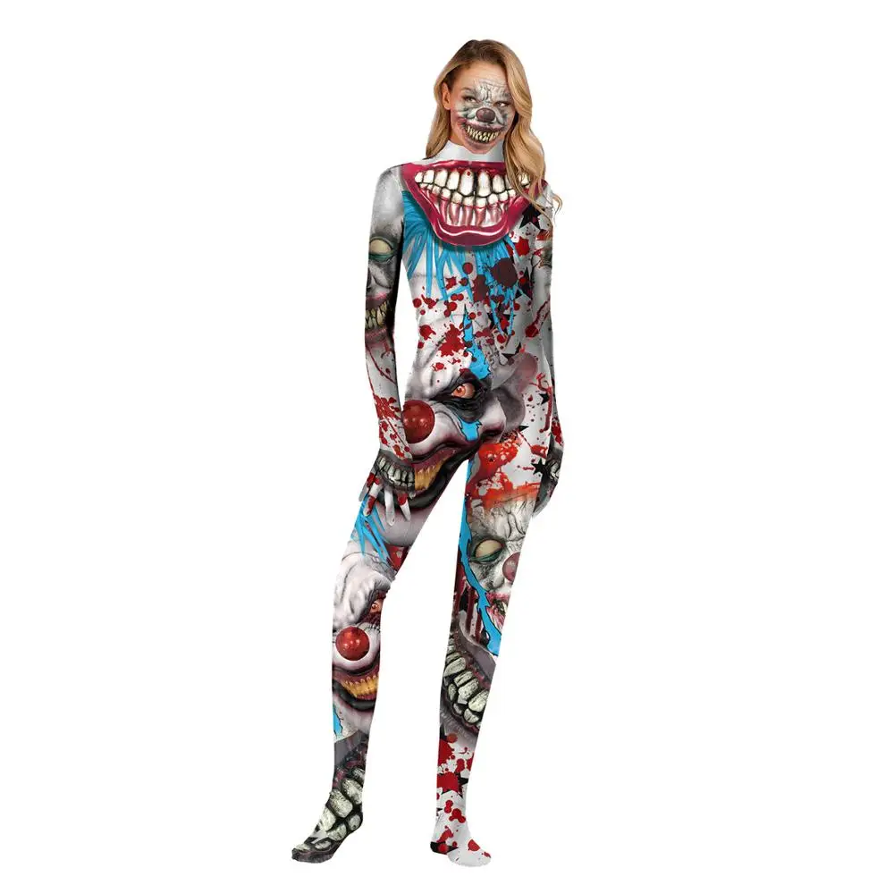 Sexy Women Cosplay Jumpsuits Print Halloween Costumes Tight Bodysuit With Hands With Foot N37-31