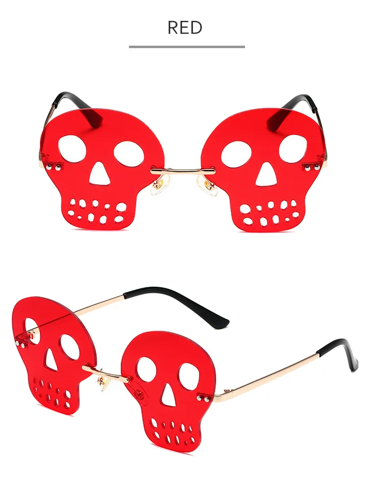 New frameless skull funny sunglasses for Halloween party dances sunglasses Fashion Rimless Lens Sun Sunglasses