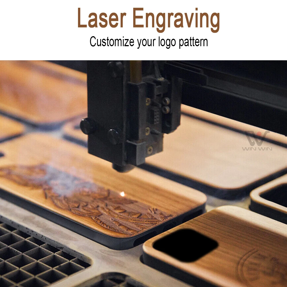 Top Sale Wooden Cellphone Case Engraved Custom Logo Wood Mobile Covers Phone Cases
