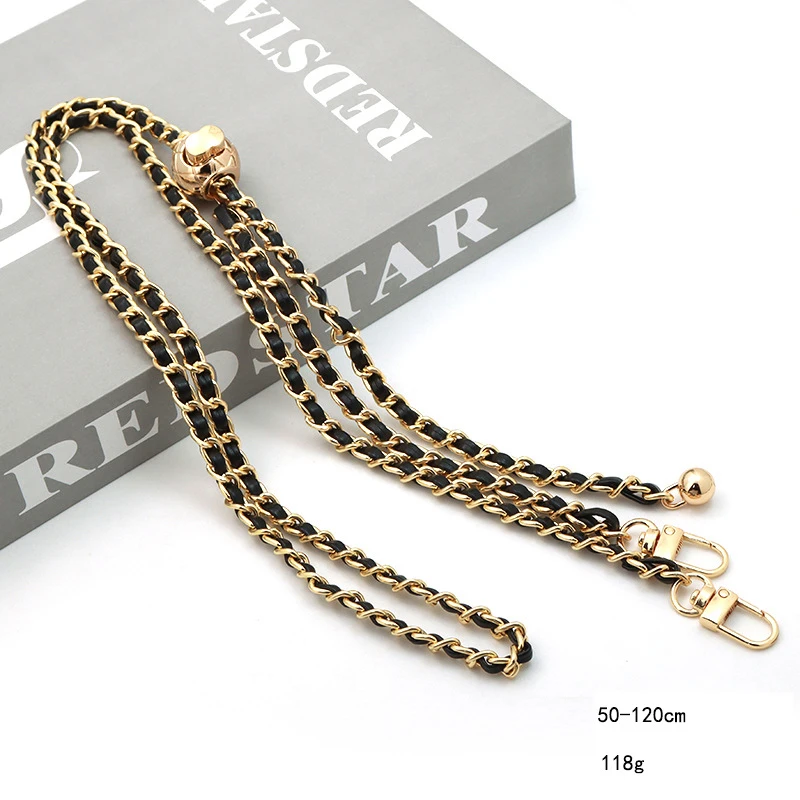 Luxury bags accessories handbag chain Diy pu leather adjustable purse metal chains strap with hook for crossbody bag replacement