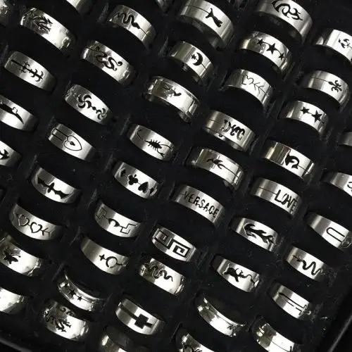 rings for men titanium steel eternity ring Set randomly sent & Unisex 4x18mm-11x24mm Hole: 1.8mm US Ring Size:5-10 100PCs/Box