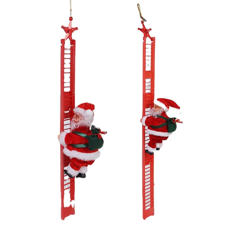 New climbing santa claus beads electric music Santa Claus red ladder Christmas doll Christmas gift decorations