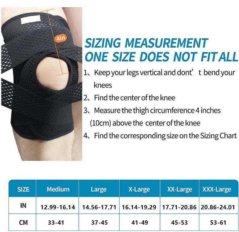 Sports running cycling breathable adjustable elastic meniscus knee support brace sleeve with strap spring