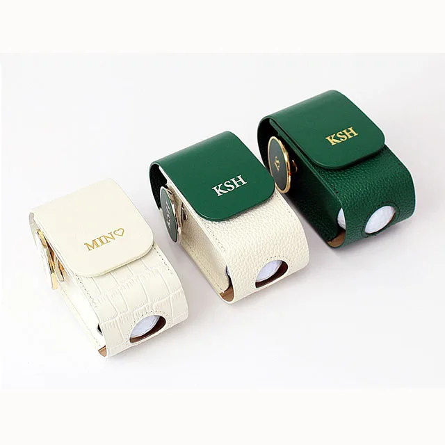 2023 High Quality PU Leather Golf Ball Holder Golf Ball Pouch Bag Golf Ball Bag