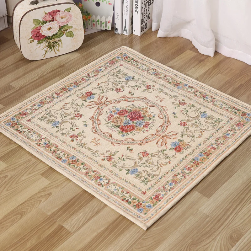 Garden style square carpet floor mat household tea table carpet office swivel chair mat balcony hanging basket anti slip carpet