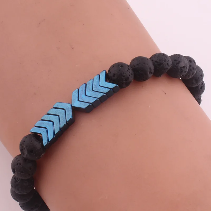 Yoga Bead Energy Natural Stone Bracelet Volcanic Stone Elastic Handmade Hematite Arrow Bracelet