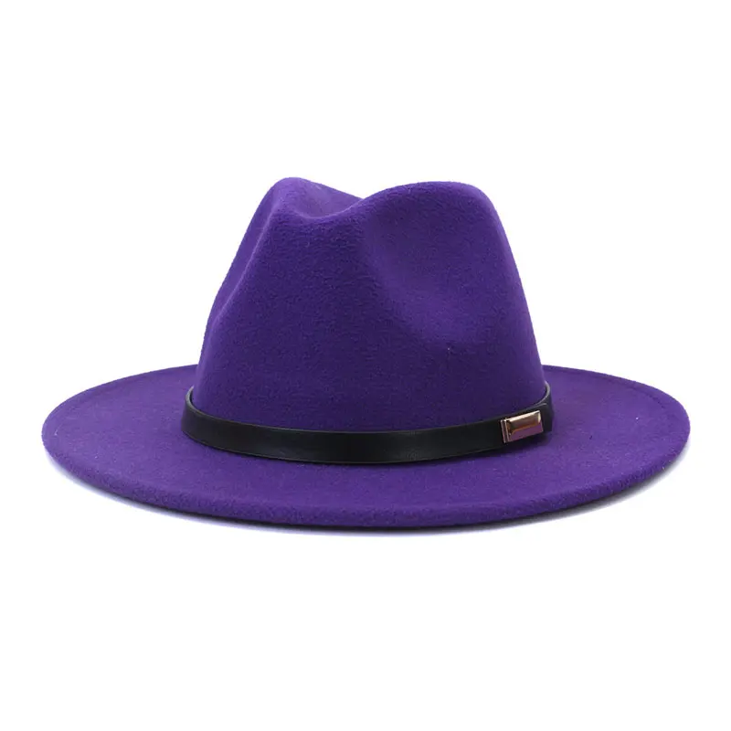 Wholesale Felt Hats Pink Round Brim Fedora Hat Men Women Trilby Hats