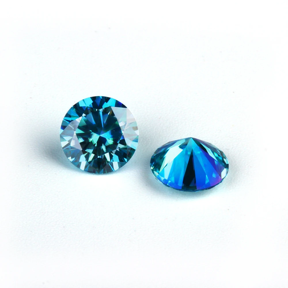 Blue Moissanite Diamond VVS1 Diamond Price per Carat Round Brilliant Cut Moissanite Ice Blue Gemstone