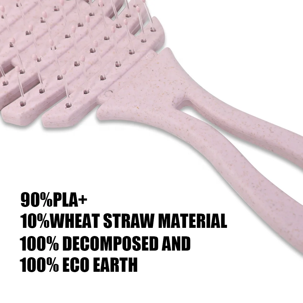 Degradable 2020 New Design Essential Eco Wheat Vent Hair Brush For Curly Hair
