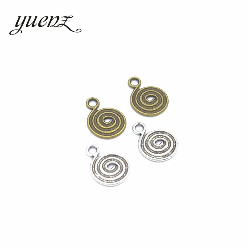 YuenZ 2 color Antique Silver color Round Vortex charms fit for Bracelet Necklace DIY Metal Jewelry Making 17*13mm B113