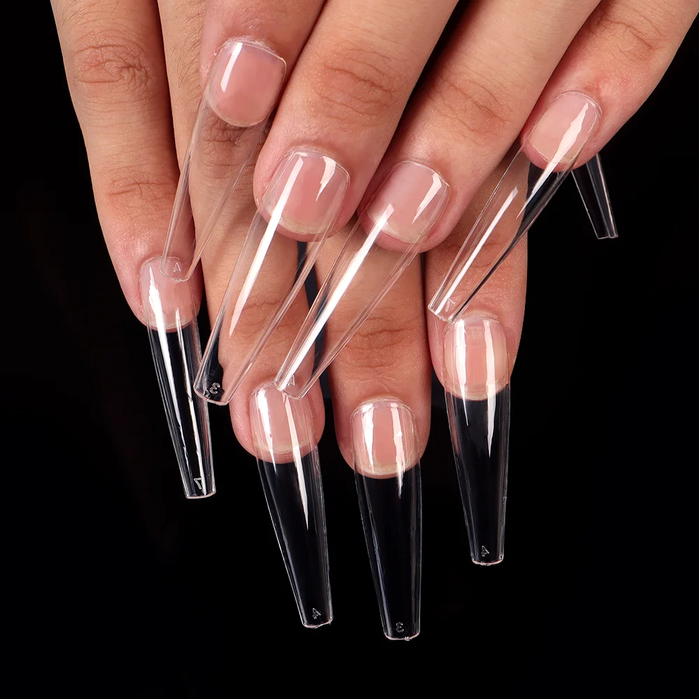 500pcs/bag Artificial Fake Nails Natural Clear Long Ballerina  False  Coffin Nails Art Tips Press on Nails