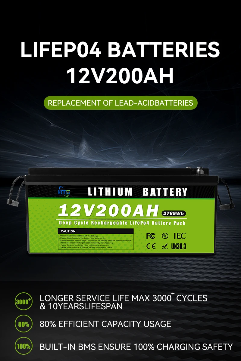 Хит продаж от Happy Times литий-фосфатный Аккумулятор lifepo4 12 В 200 ач батарейный