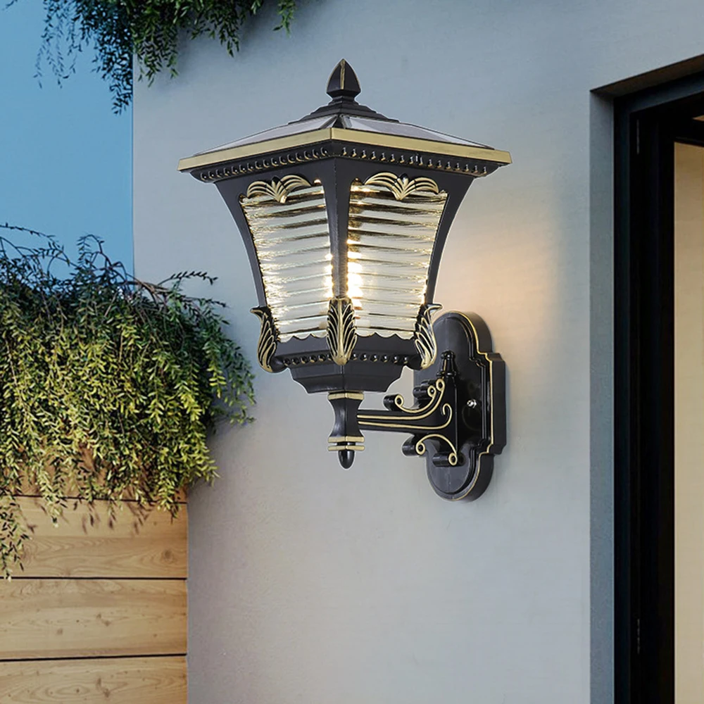 Contemporary Indoor Decoration Waterproof LED Cast Aluminum Solar Post Light Fixture Outdoor Garden Post Pole Mount Wall Lamp